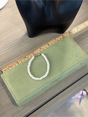 White Disc Bead Bracelet with Silver Clasp - Minimal Women’s Jewelry